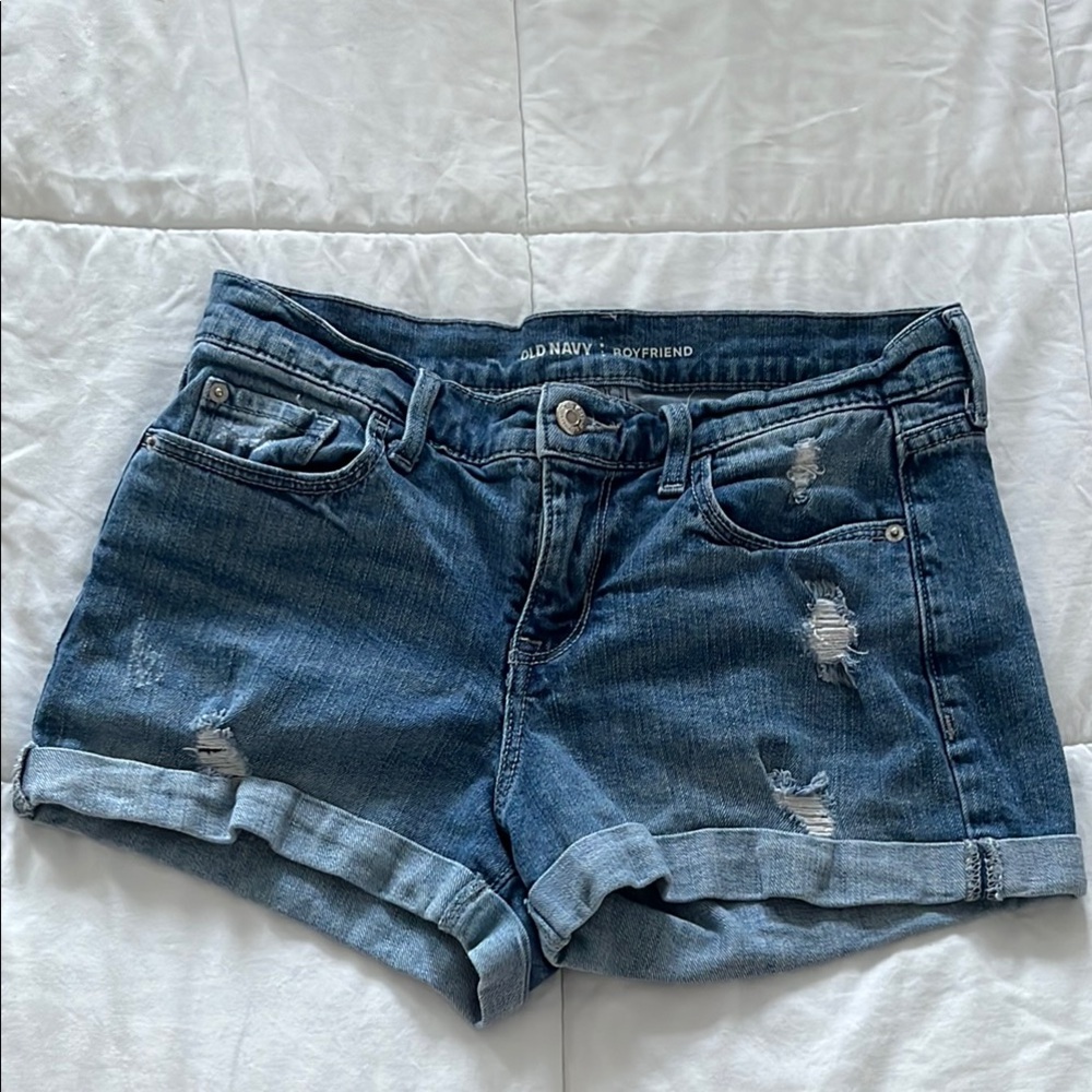 Old Navy Blue Jean Shorts Distressed Cuffed Casual